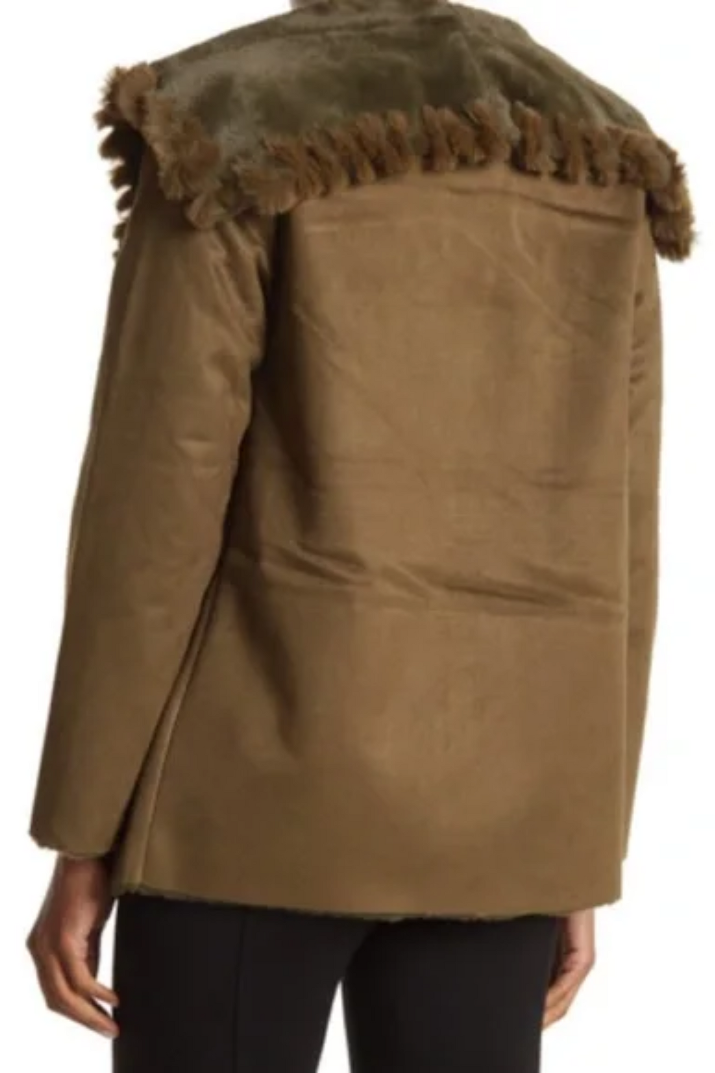 Love Token Faux Fur Collar Faux Suede Jacket