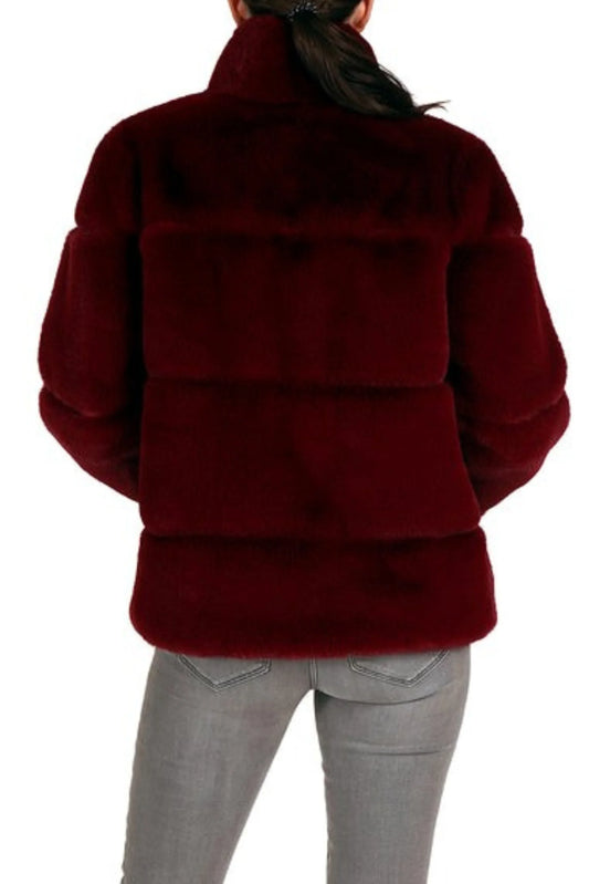Love Token Quilted Pattern Ladies Faux Fur Jacket
