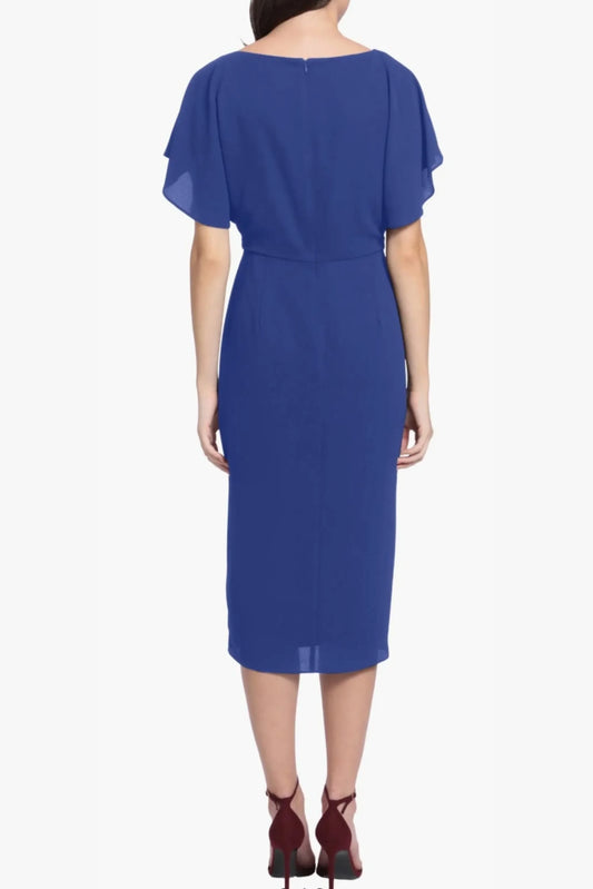 Maggy London Faux-Wrap Dolman Sleeve Sheath Dress
