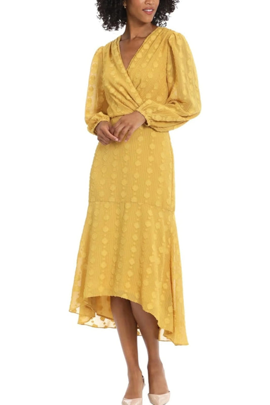 Maggy London Textured Hi-Lo Midi Dress