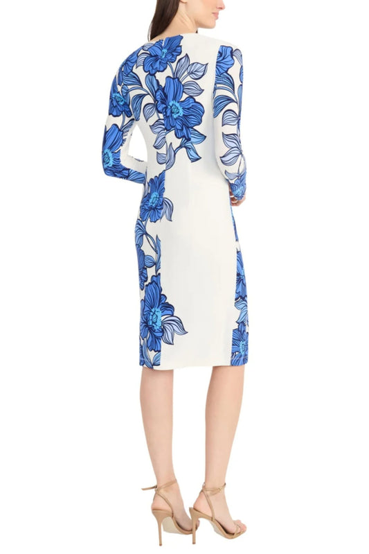 Maggy London Floral Print Long Sleeve Sheath Dress