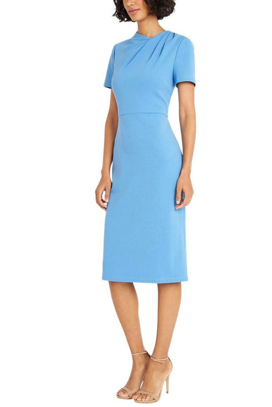 Maggy London Pleated Neck Sheath Dress