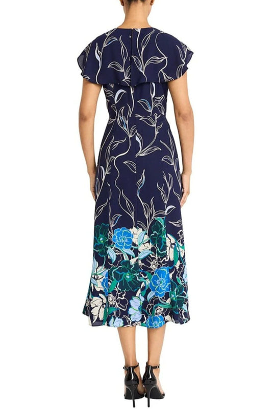 Maggy London Caplet Floral Print Midi Dress (PLUS)