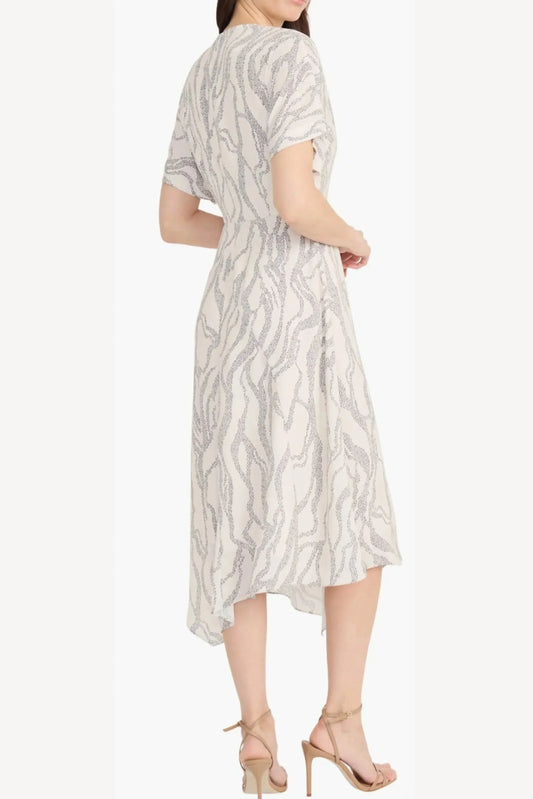Maggy London Ivory Charcoal A-Line Midi Dress