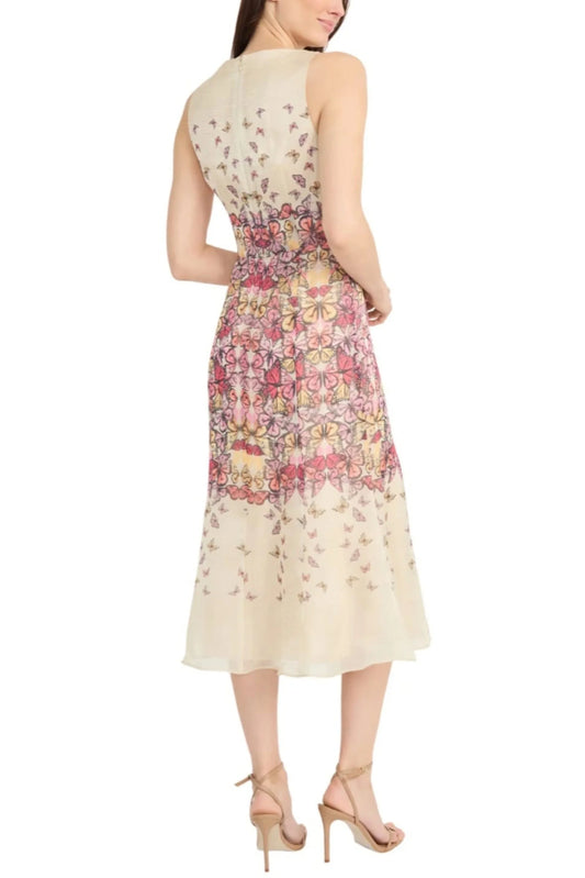 Maggy London Butterfly Print A-Line Midi Dress