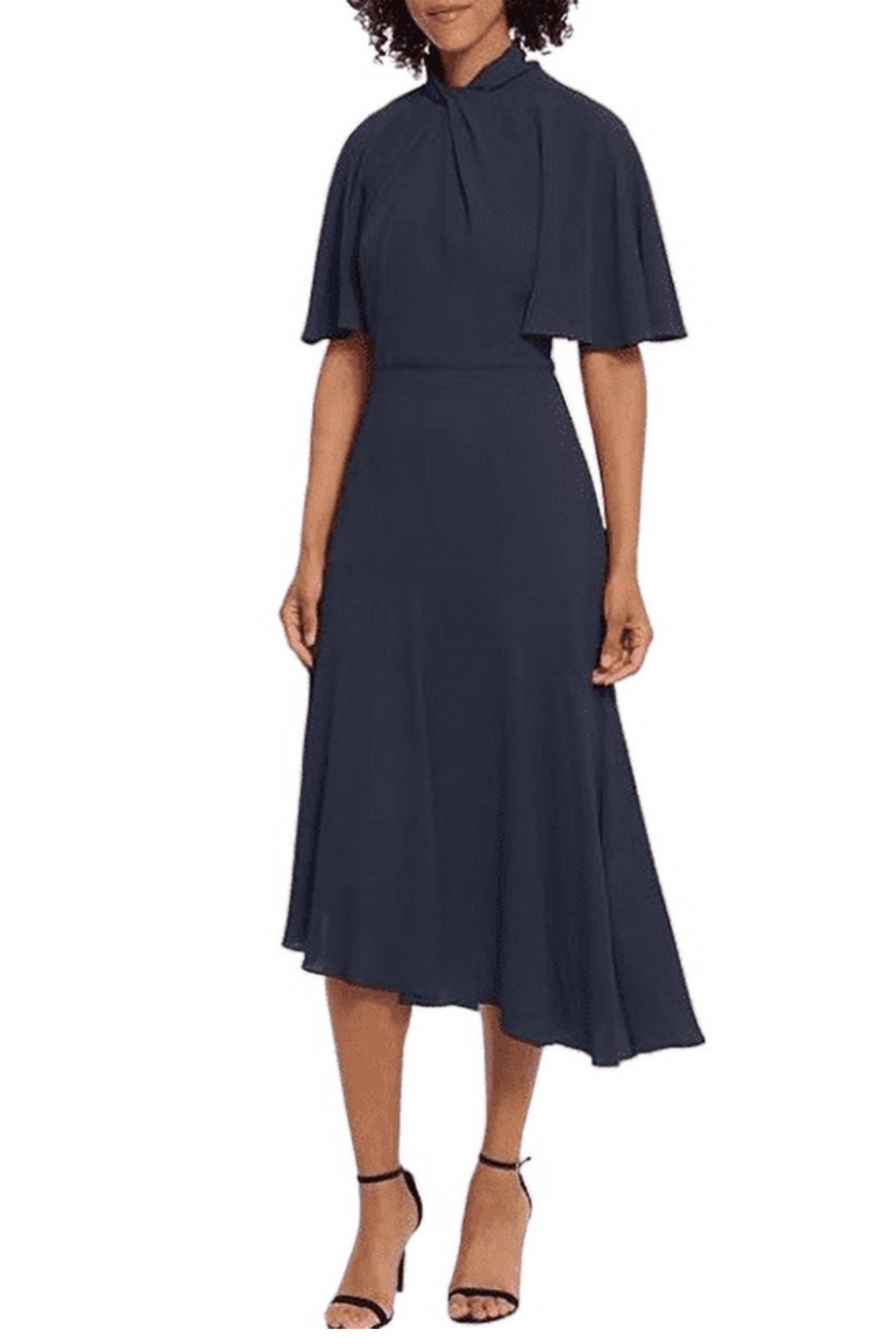 Maggy London Twisted Mock Neck Asymmetrical Dress