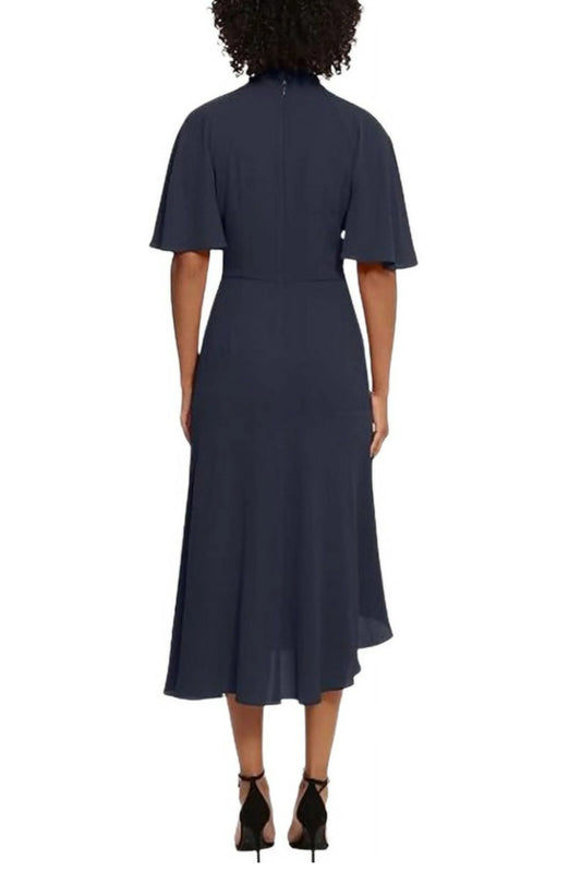 Maggy London Twisted Mock Neck Asymmetrical Dress