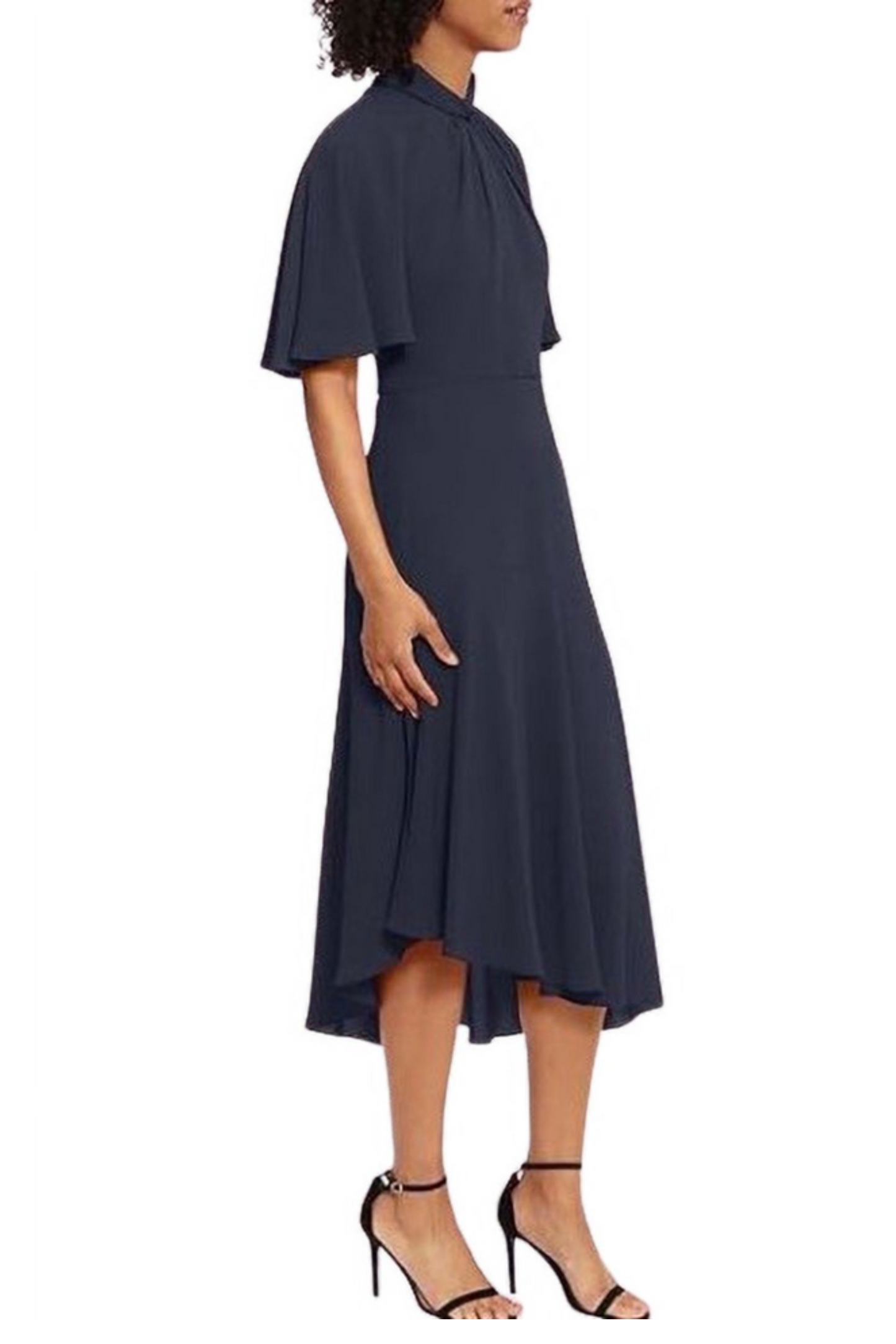 Maggy London Twisted Mock Neck Asymmetrical Dress