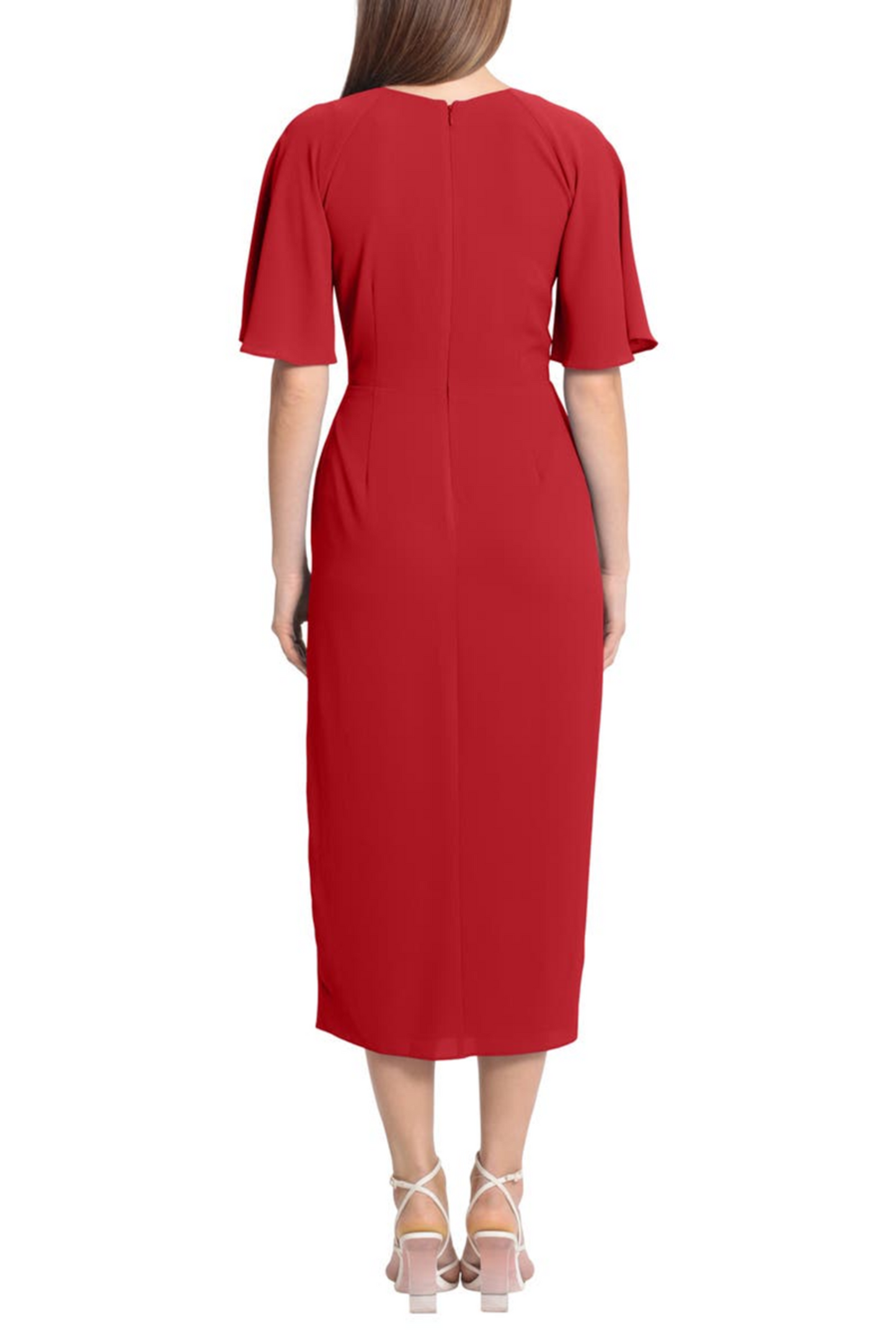 Maggy London Faux Wrap Short Sleeve Midi Dress