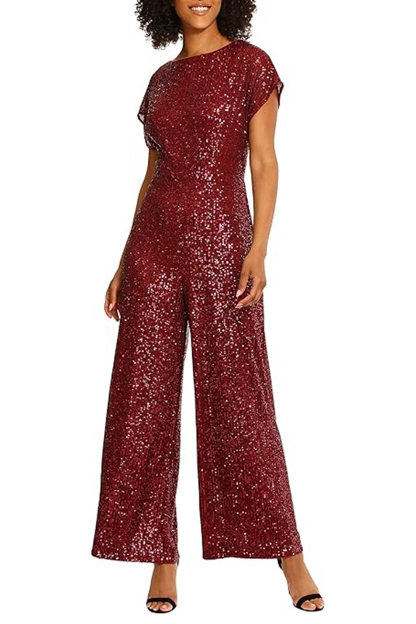 Maggy London Sequined Evening Wide Leg Jumpsuit
