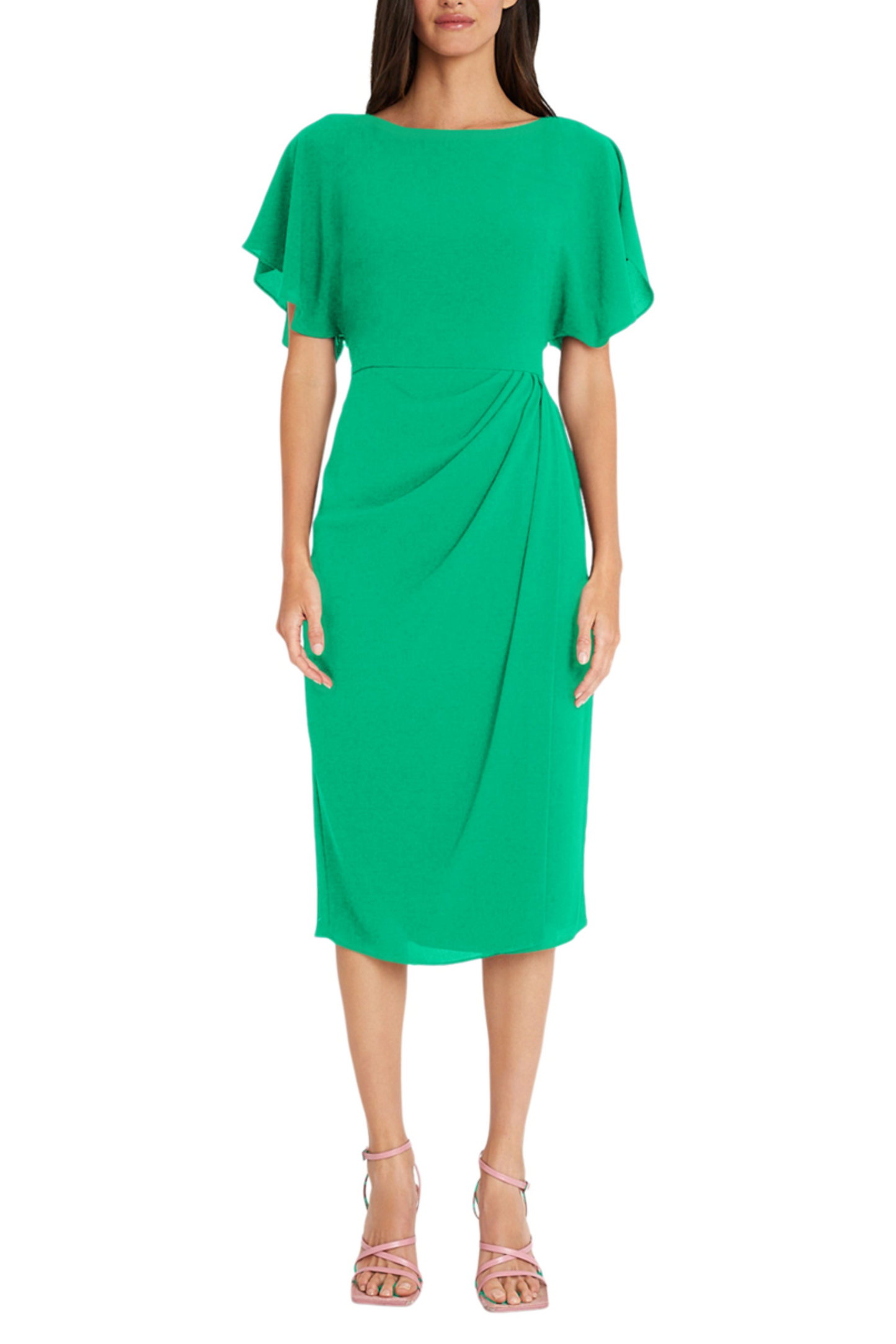 Maggy London Faux-Wrap Dolman Sleeve Sheath Dress