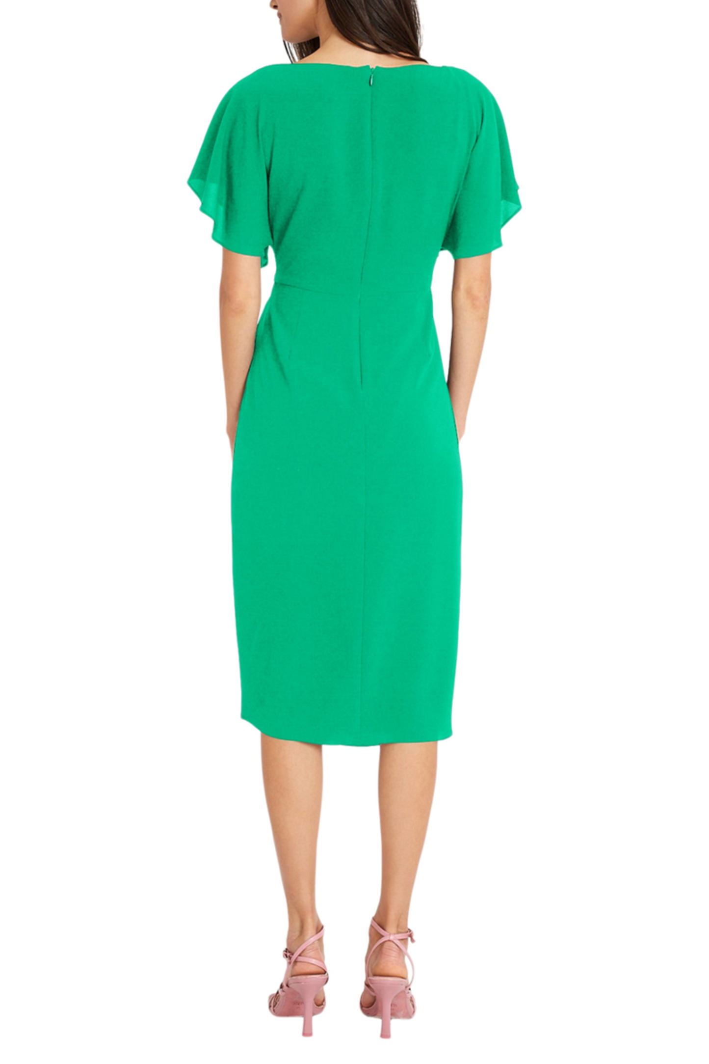 Maggy London Faux-Wrap Dolman Sleeve Sheath Dress