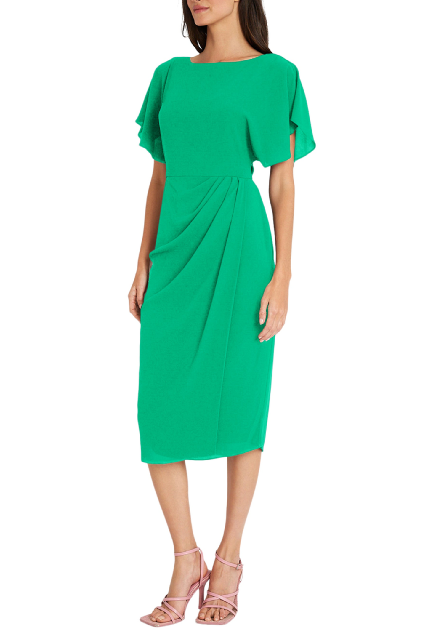 Maggy London Faux-Wrap Dolman Sleeve Sheath Dress