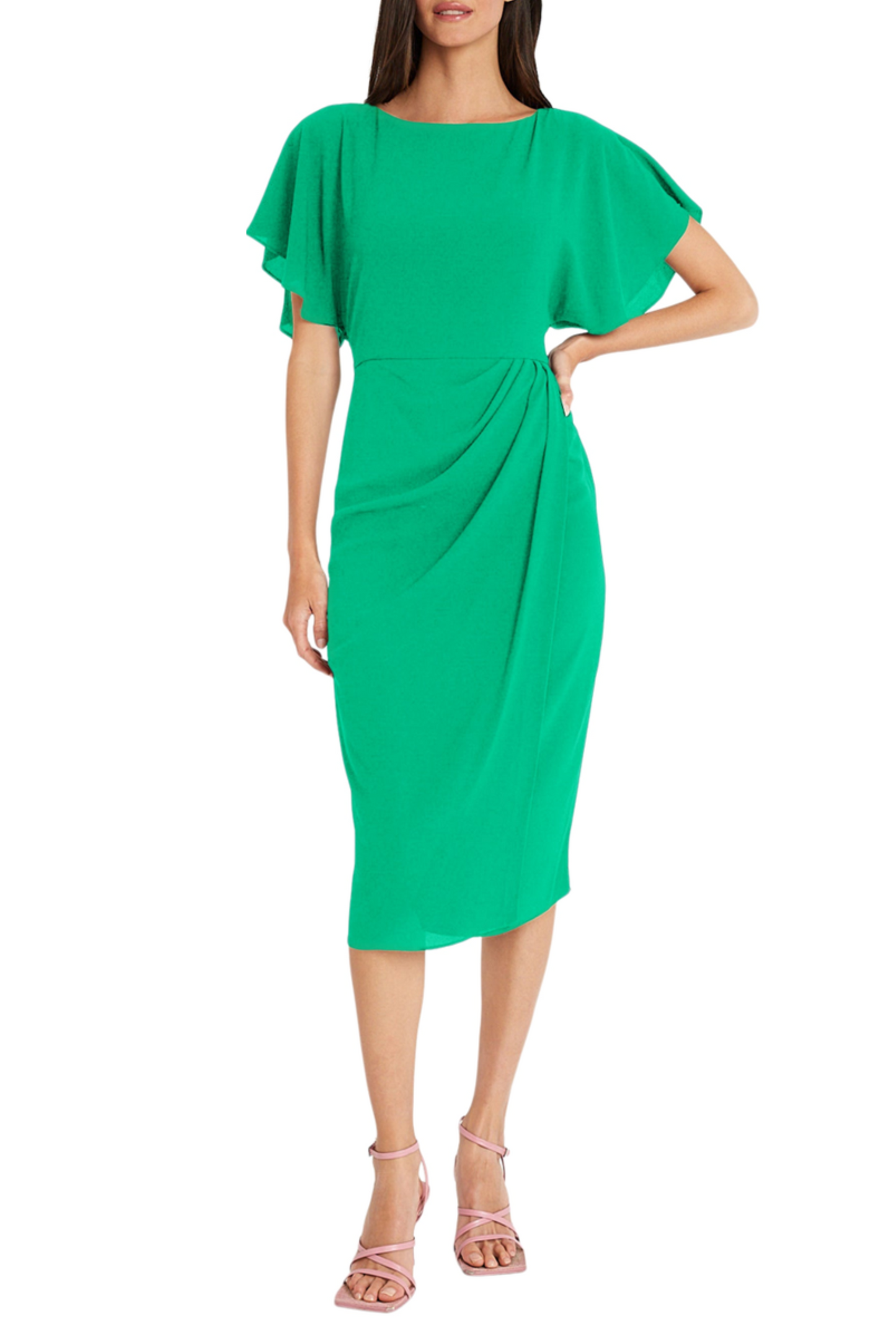 Maggy London Faux-Wrap Dolman Sleeve Sheath Dress