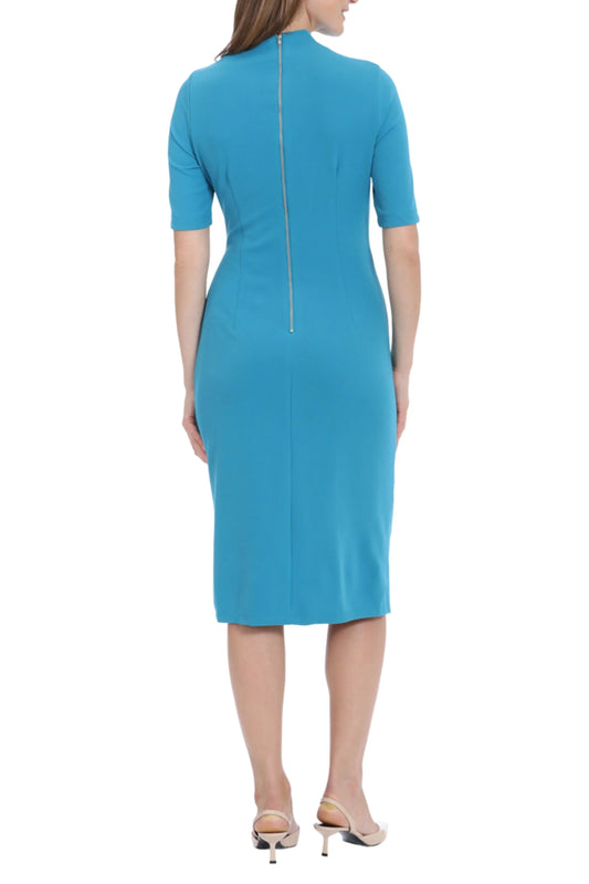 Maggy London Pleated Waist 3/4 Sleeve Sheath Dress