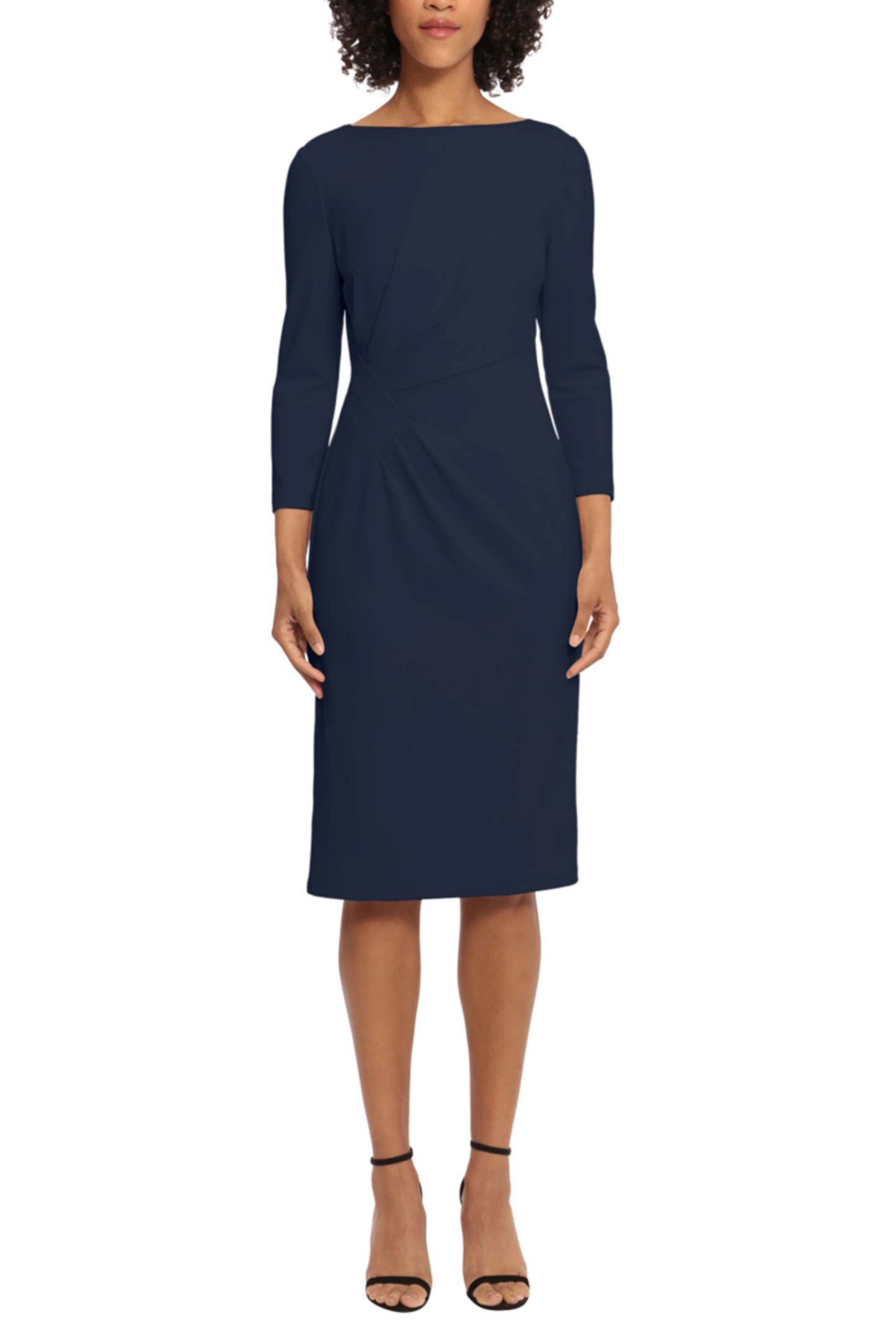 Maggy London 3/4 Sleeve Pleated Waist Sheath Dress