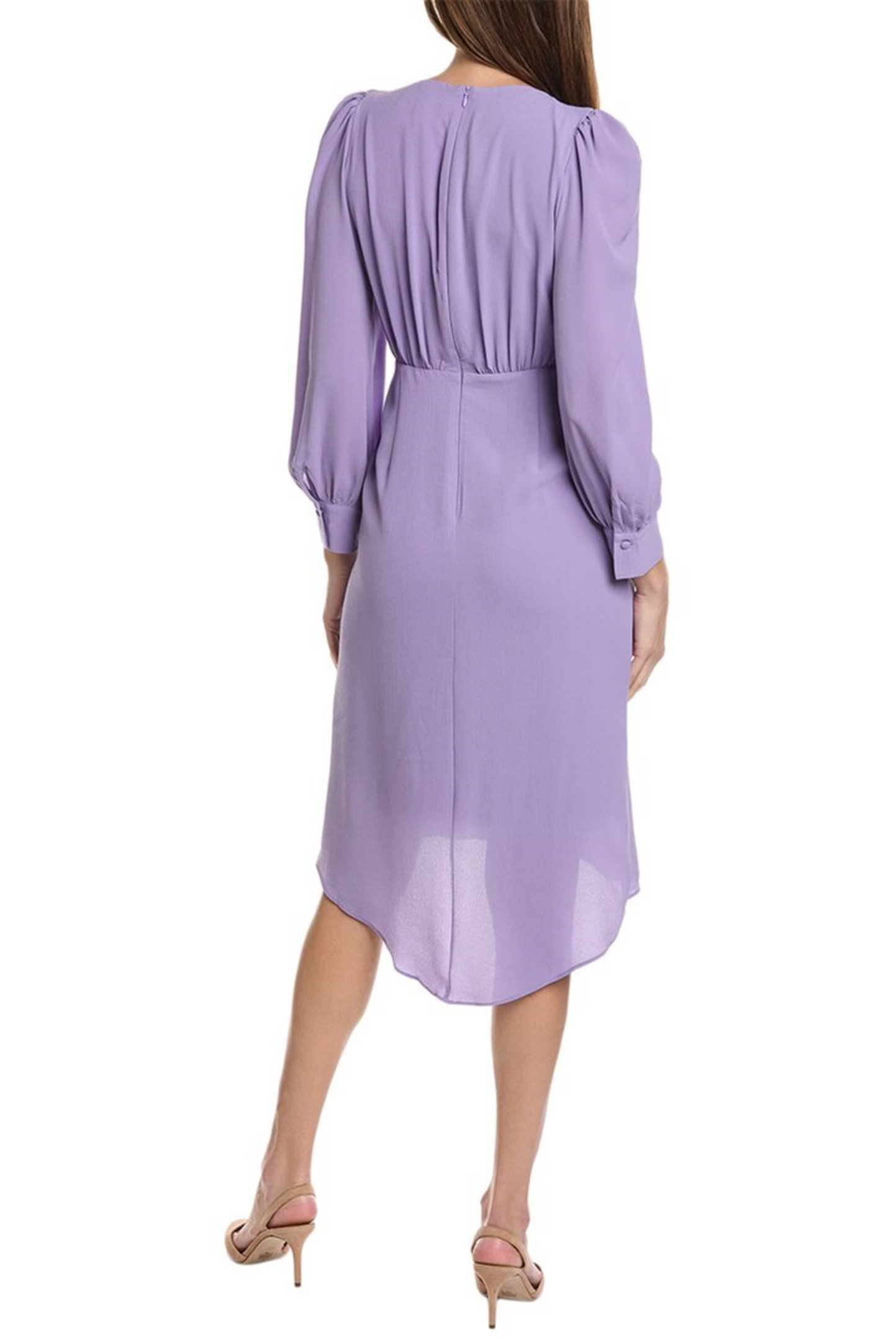 Maggy London Pleated Ruched Long Sleeve Dress