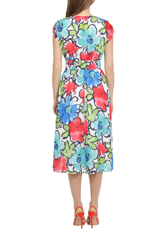 Maggy London Short Sleeve A-line Floral Dress