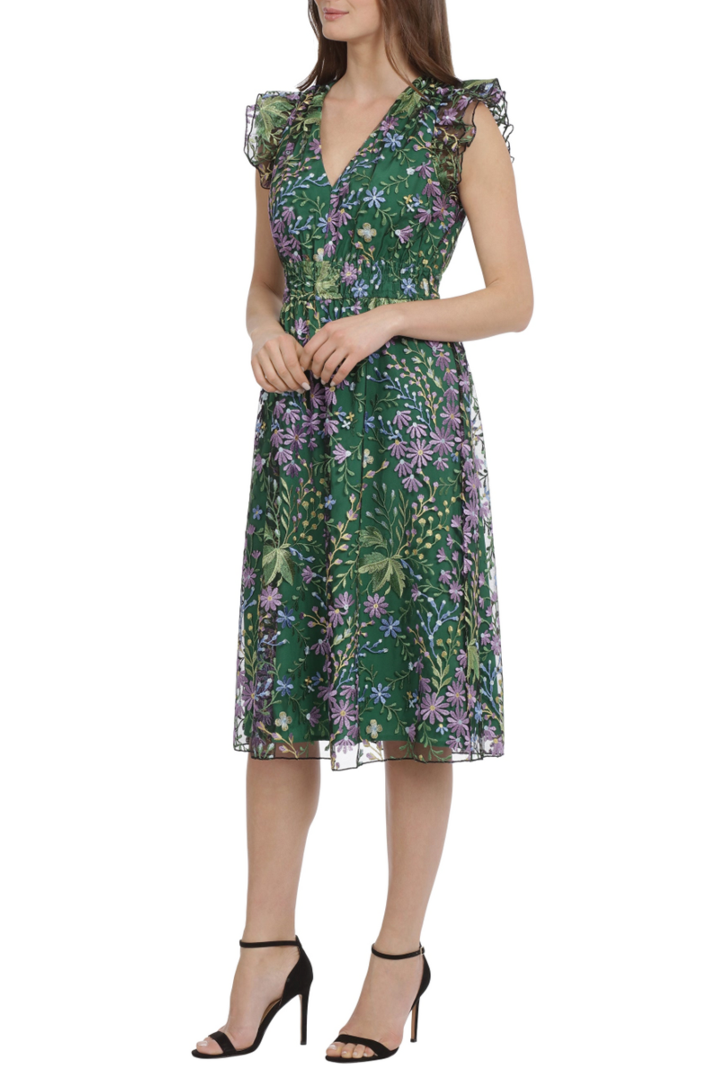Maggy London Floral Embroidered A-Line Dress