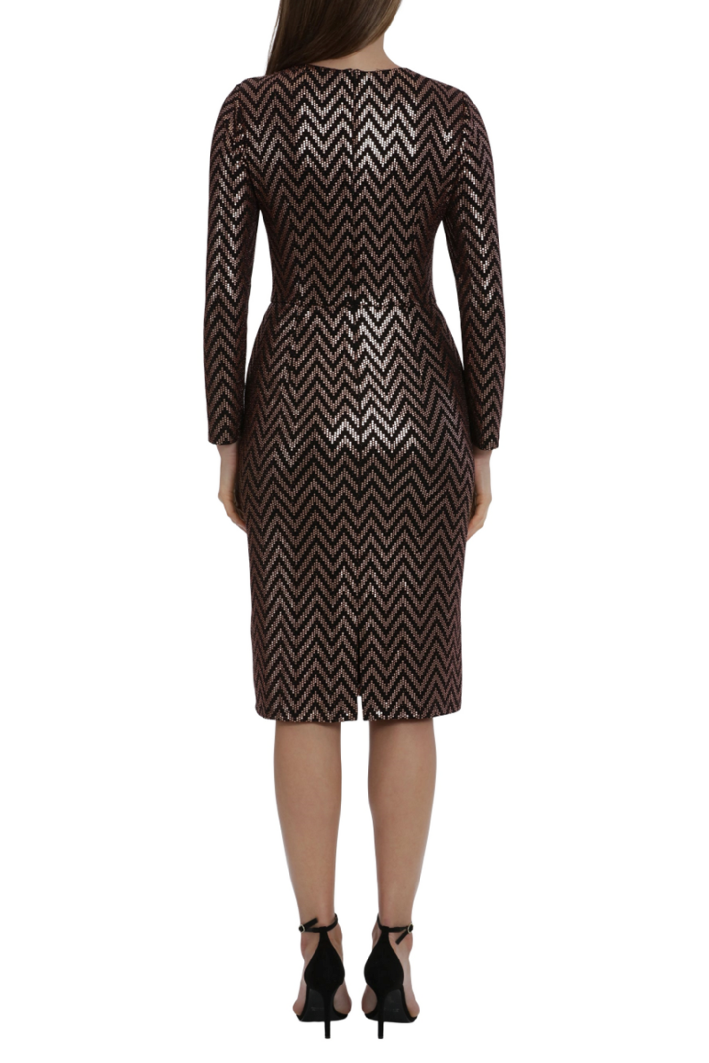 Maggy London Metallic Long Sleeve Sheath Dress