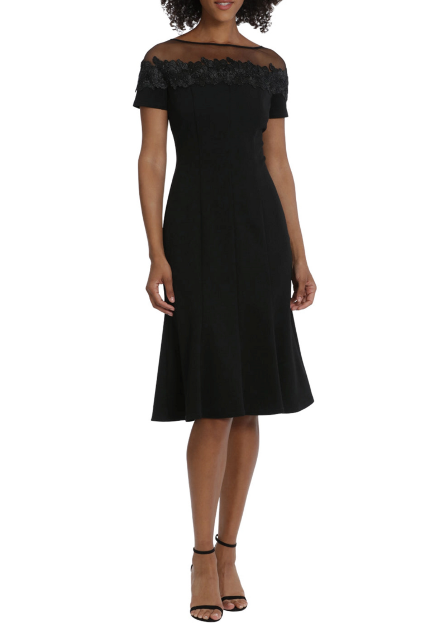 Maggy London Embroidered Illusion Neckline Dress