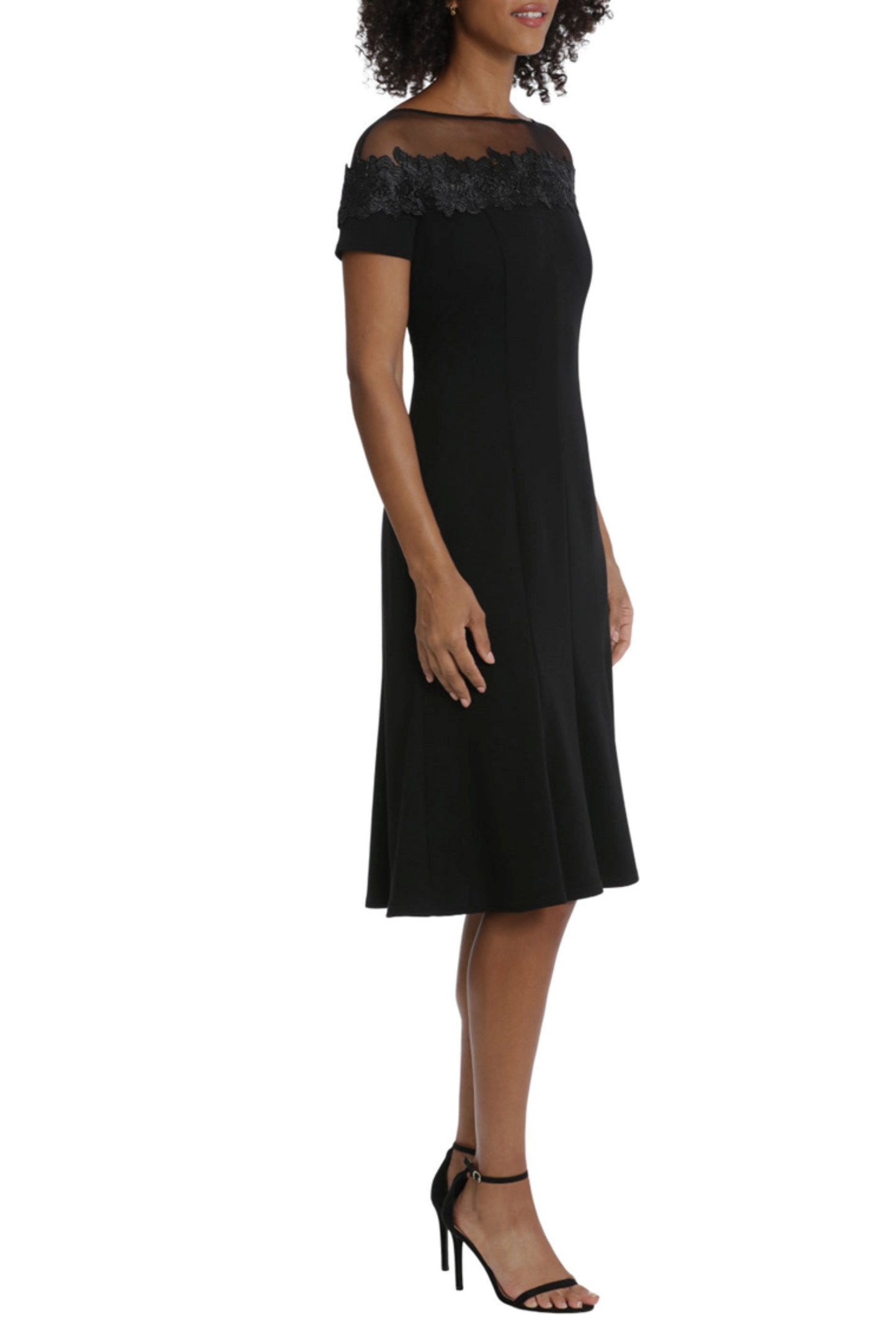 Maggy London Embroidered Illusion Neckline Dress