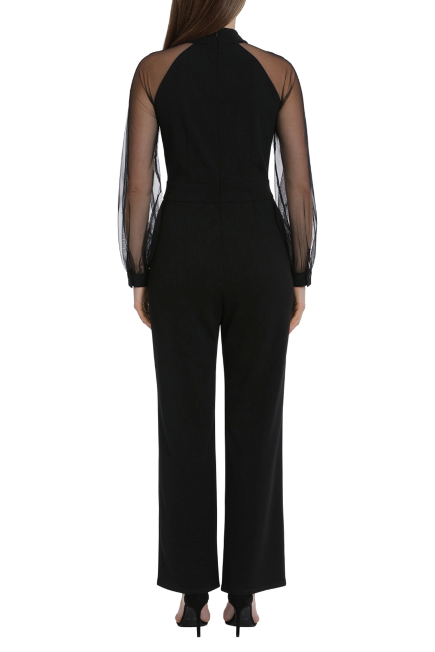 Maggy London Sheer Long Sleeve Wide Leg Jumpsuit