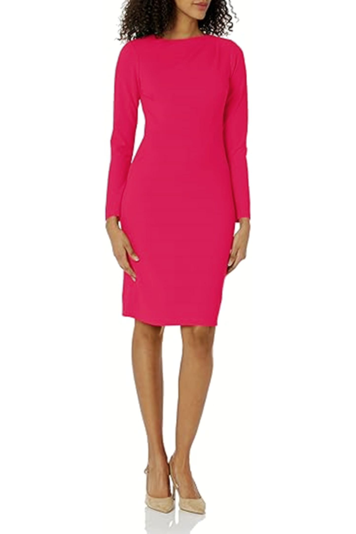 Maggy London Long Sleeve Asymmetrical-Neck Dress