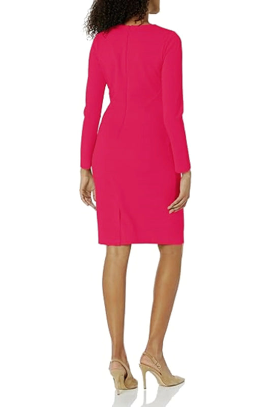 Maggy London Long Sleeve Asymmetrical-Neck Dress