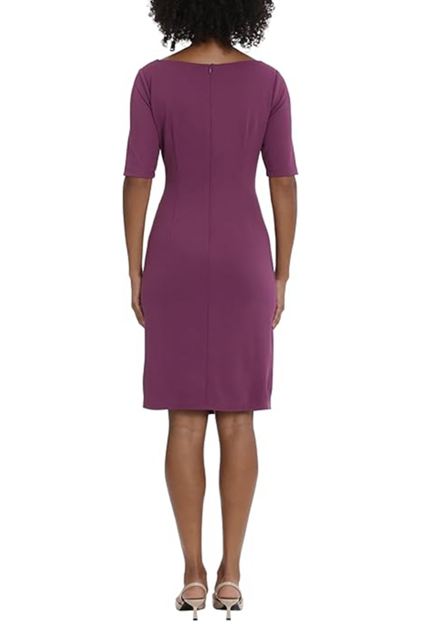 Maggy London Elbow Sleeve Pleated Sheath Dress