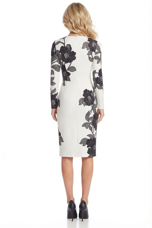 Maggy London Floral Print Long Sleeve Sheath Dress