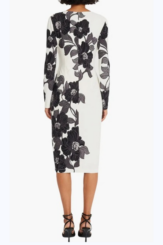 Maggy London Floral Print Long Sleeve Sheath Dress