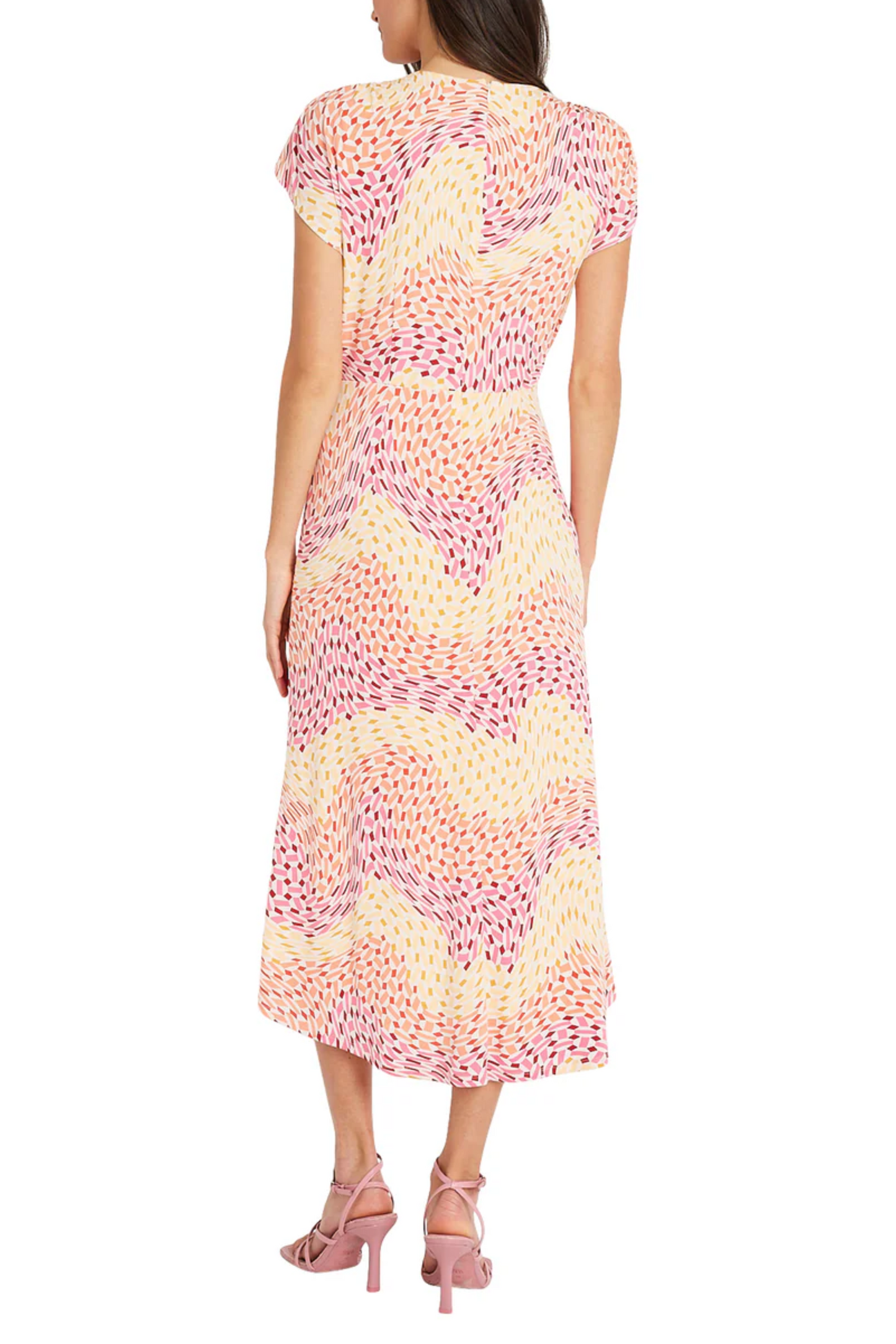 Maggy London Cap Sleeve Geo Print Midi Dress