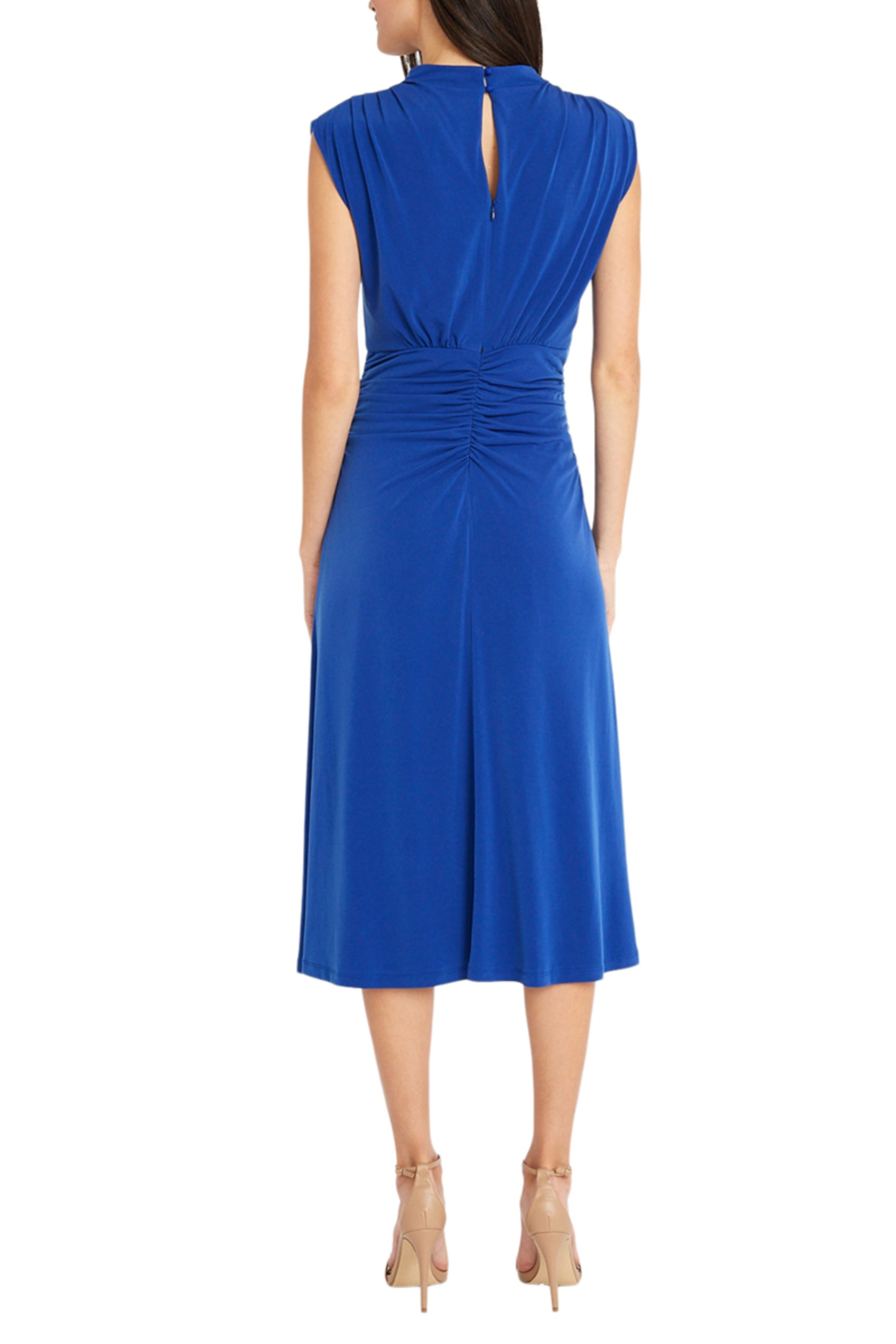 Maggy London Mock Neck Cap Sleeve Midi Dress