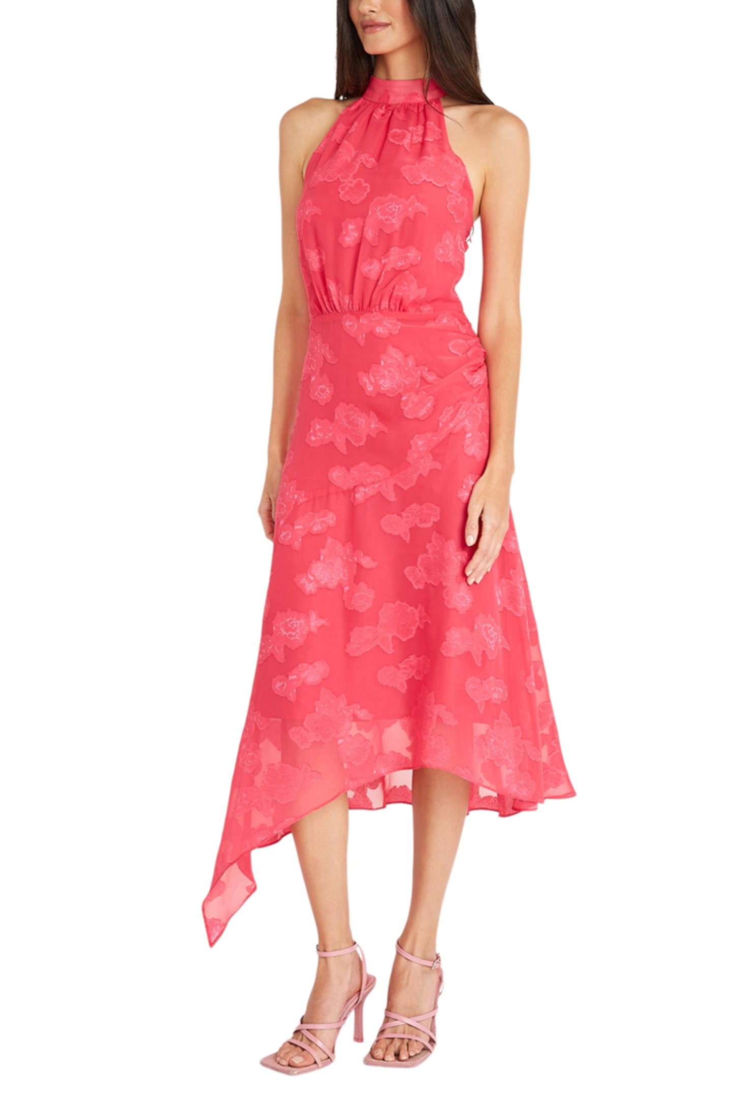 Maggy London Halter Asymmetrical Hem Floral Dress