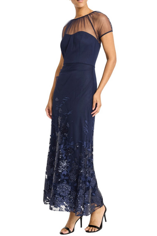Maggy London Beaded Tulle Evening Gown