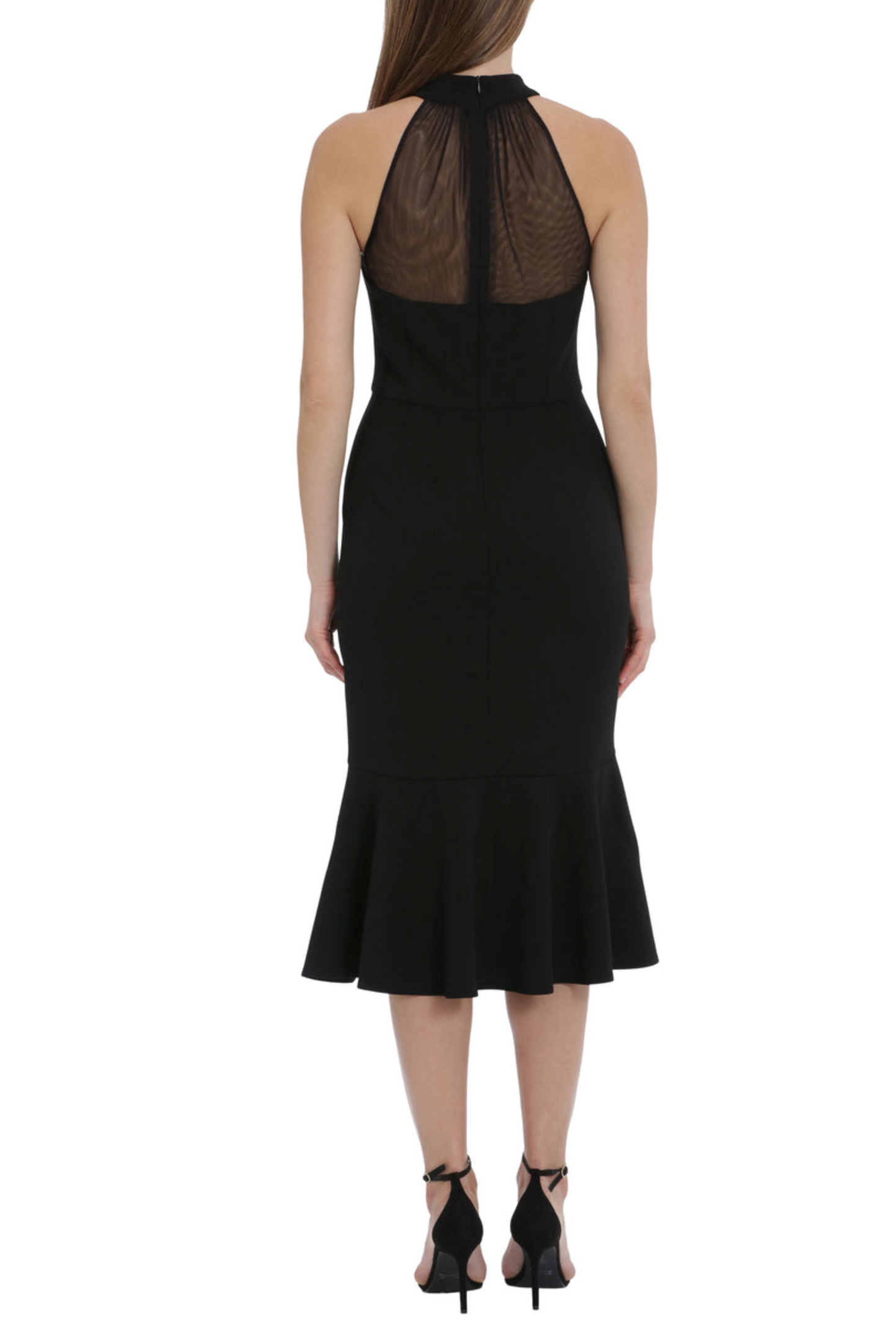 Maggy London Illusion Neck High Low Halter Dress