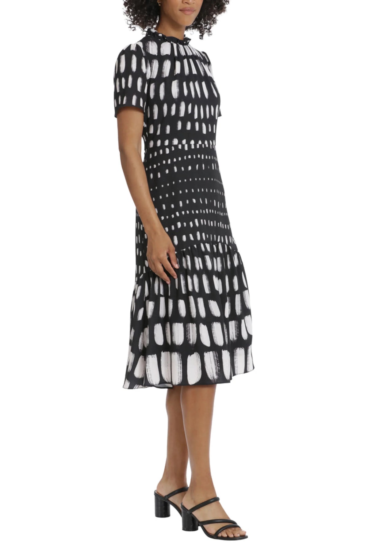 Maggy London Short Sleeve Mock Neck Tiered Dress
