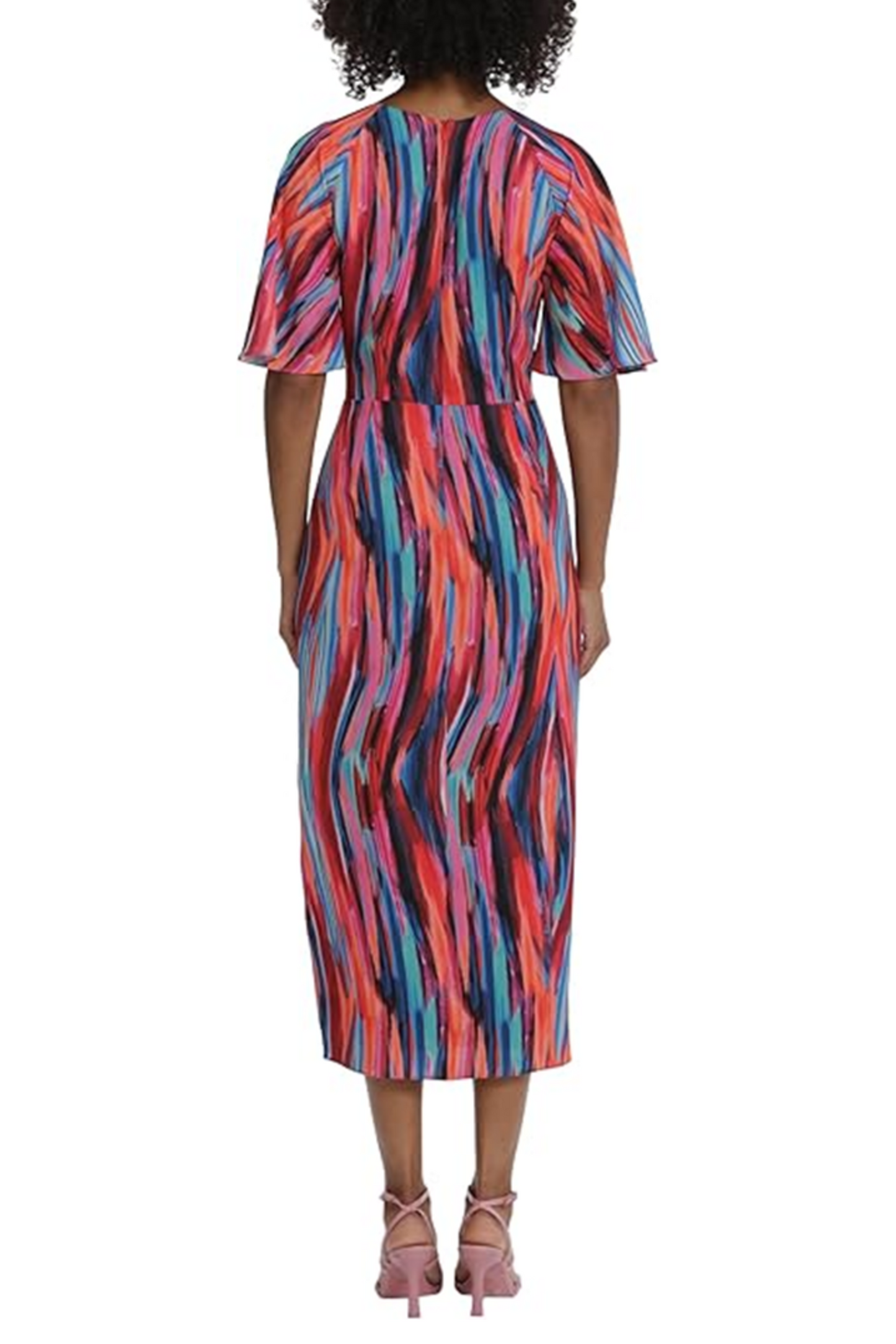 Maggy London Flutter Sleeve Faux Wrap Midi Dress