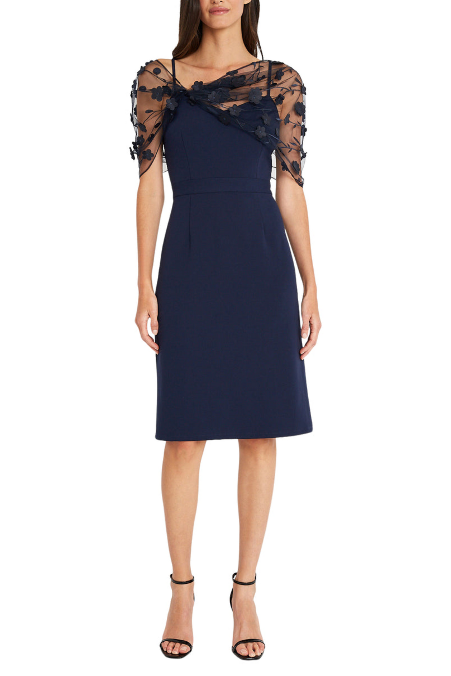 Maggy London Floral Applique Sleeve Sheath Dress