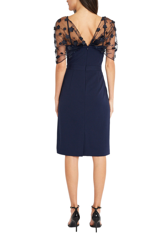 Maggy London Floral Applique Sleeve Sheath Dress