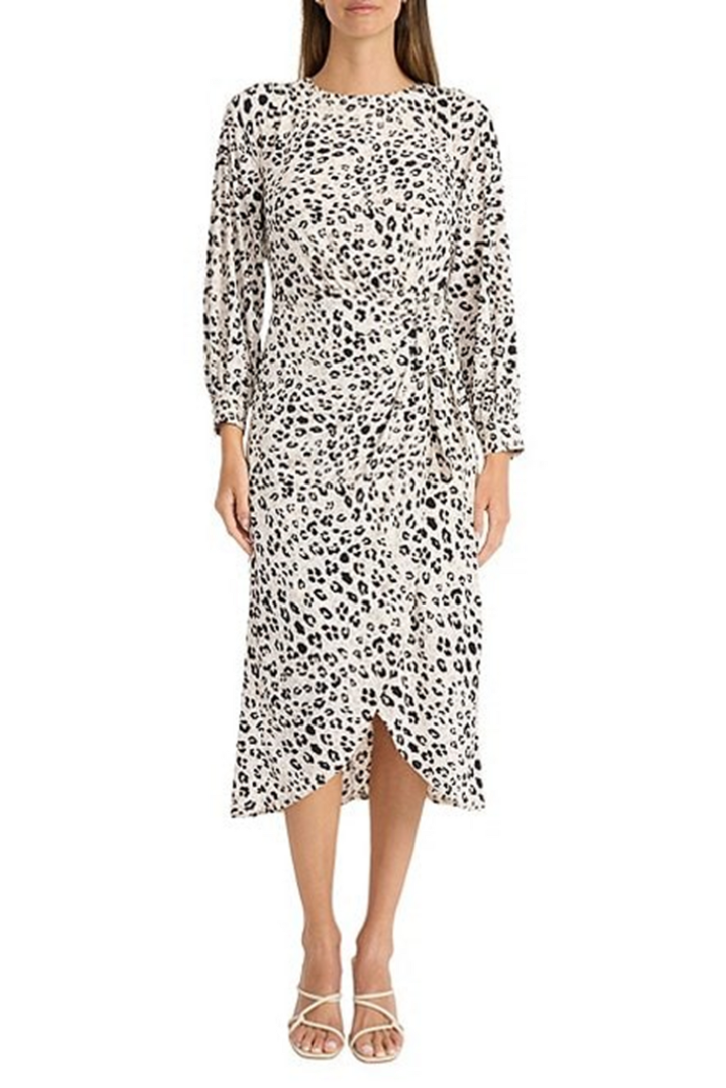 Maggy London Long Sleeve Animal Print Midi Dress