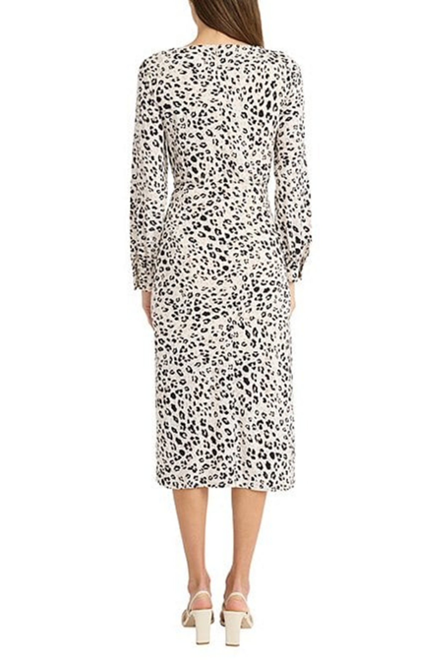 Maggy London Long Sleeve Animal Print Midi Dress