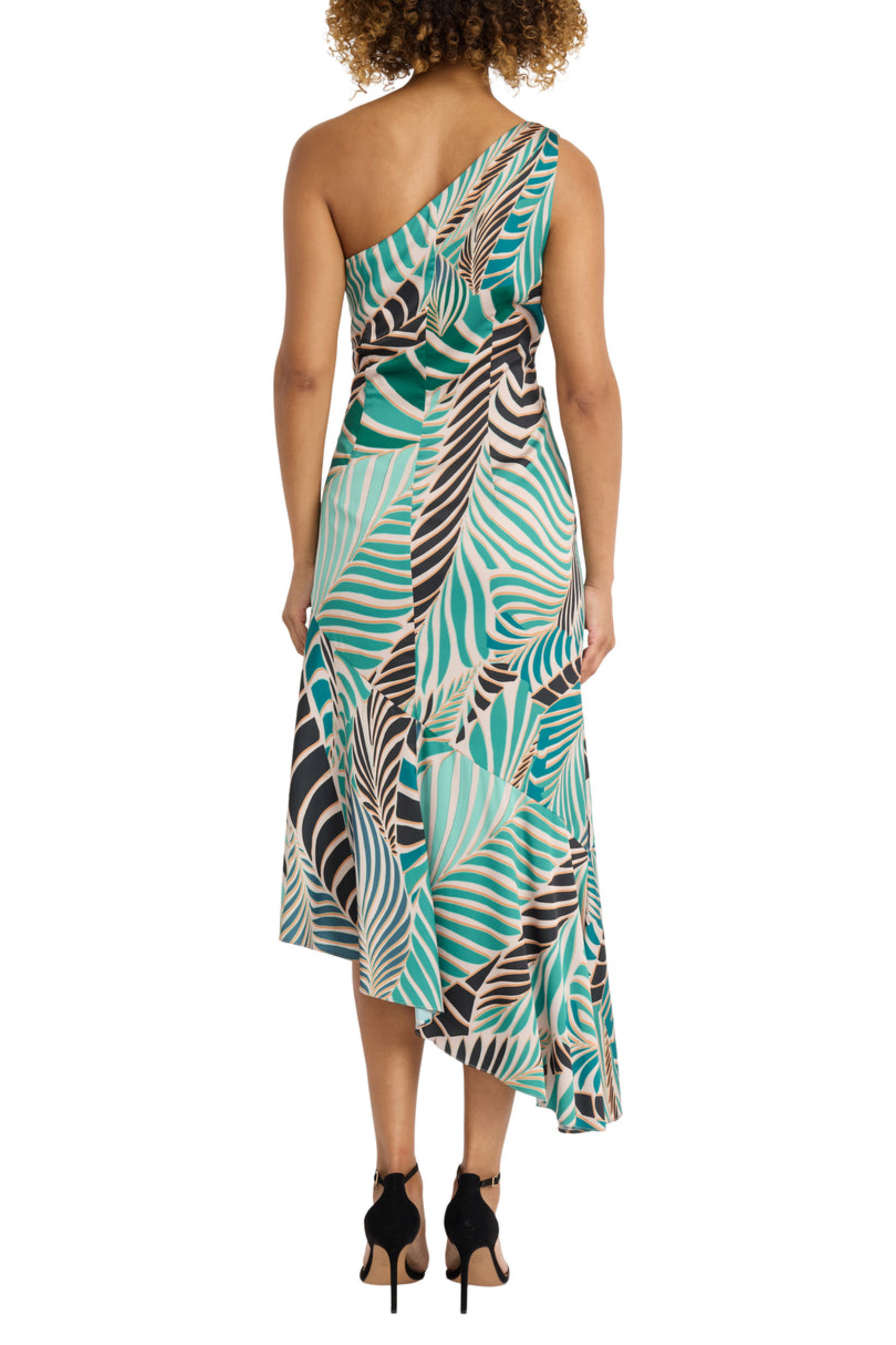 Maggy London Asymmetrical Leaf One-Shoulder Dress