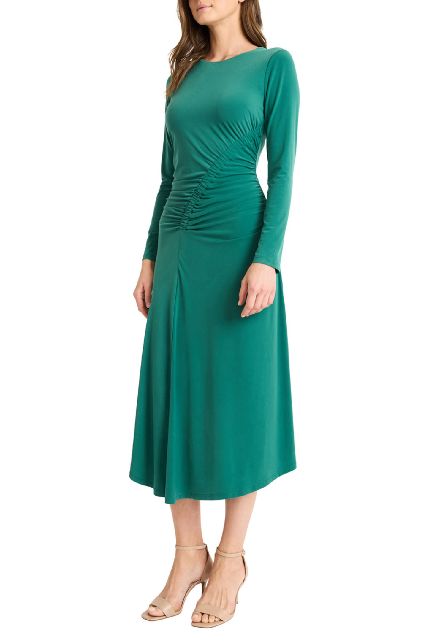 Maggy London Long Sleeve Ruching Detail Midi Dress