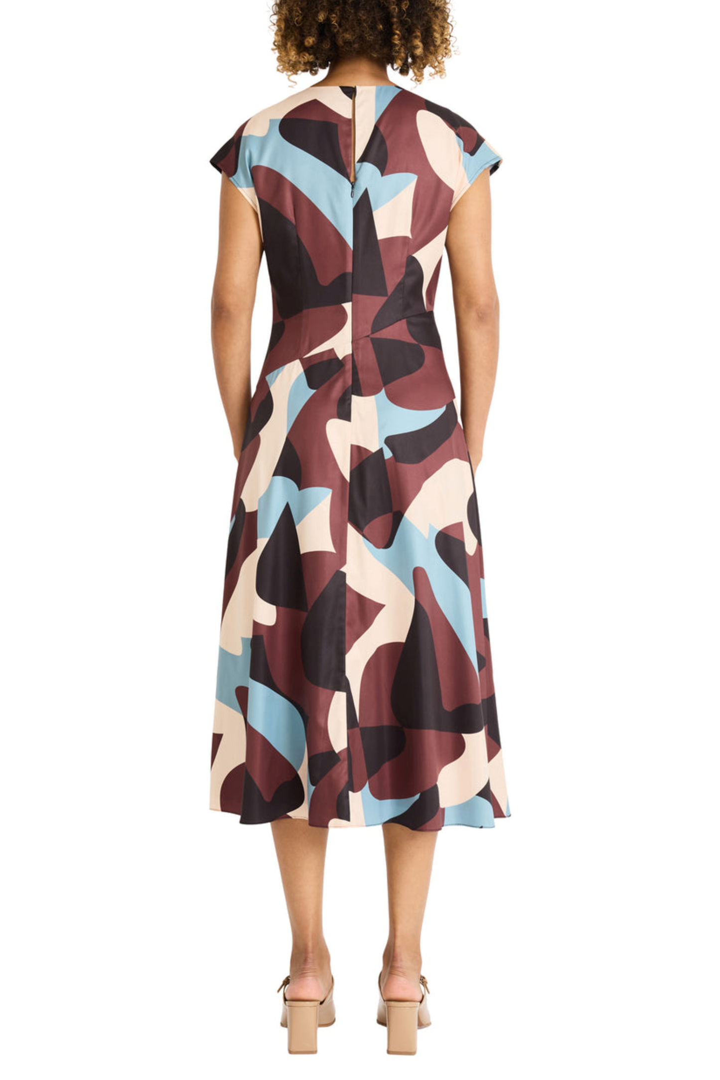 Maggy London Cap Sleeve Geo Print A-Line Dress