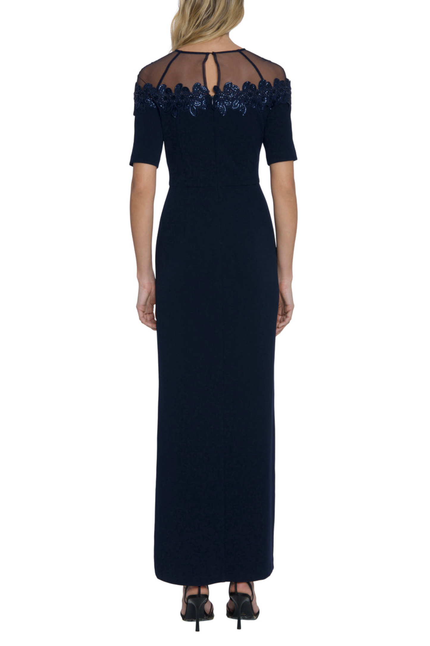 Maggy London Embellished Illusion Neckline Dress