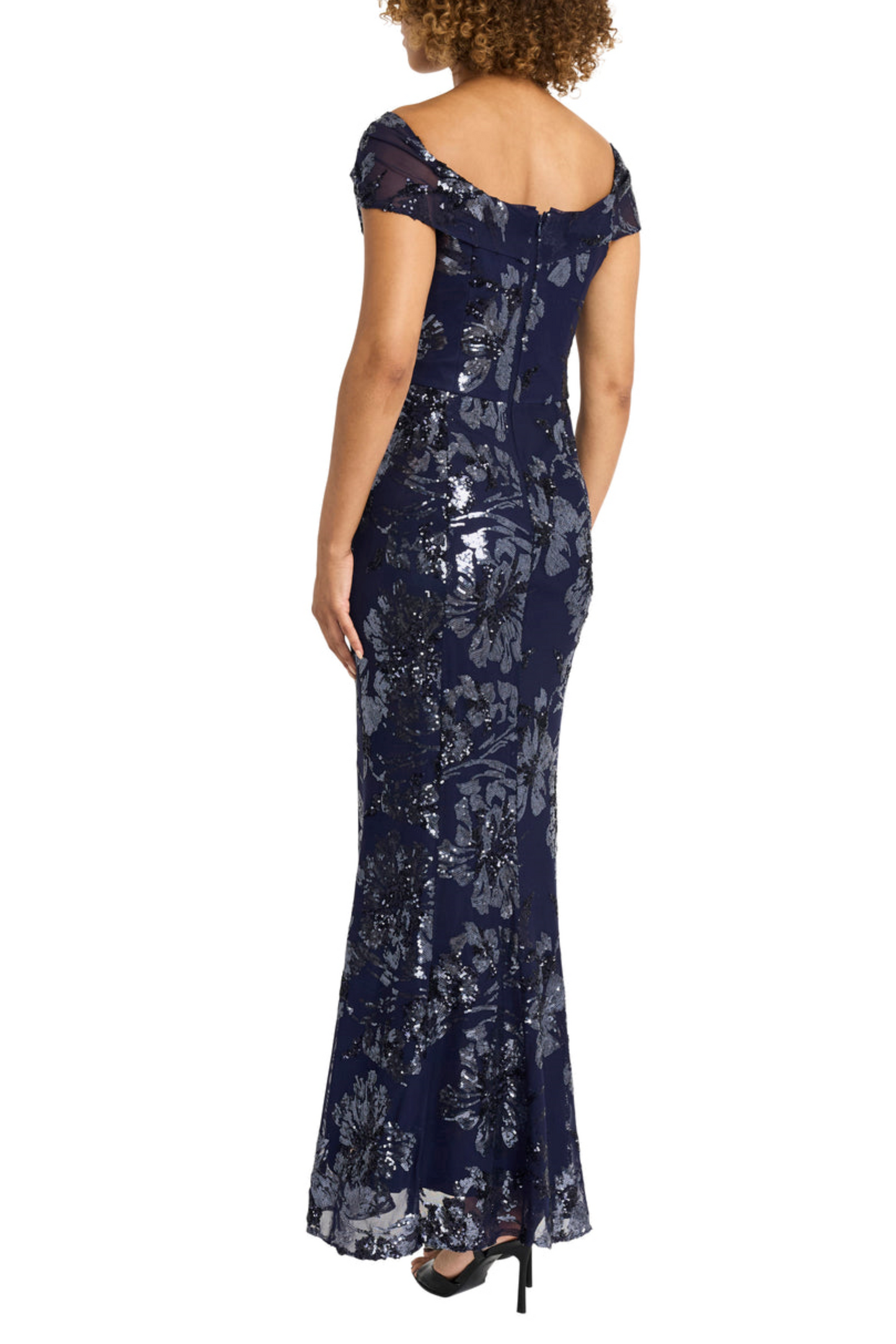 Maggy London Long Floral Sequined Evening Dress