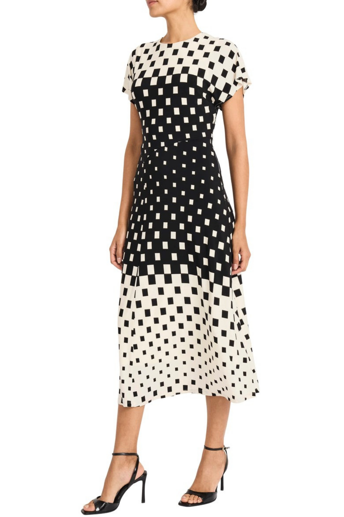 Maggy London Contrast Geo Print A-Line Midi Dress