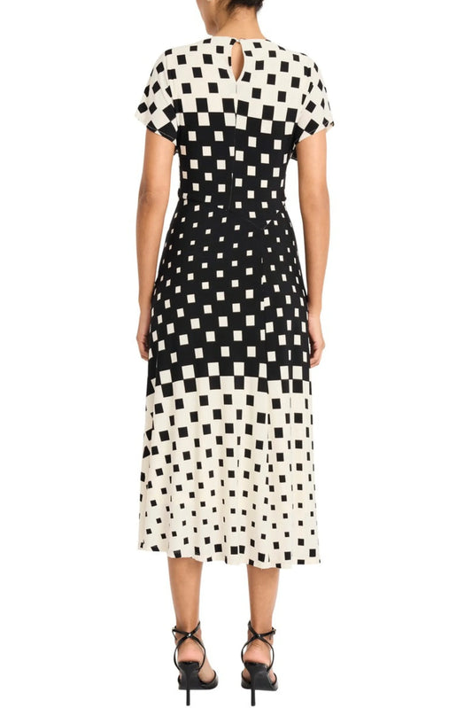 Maggy London Contrast Geo Print A-Line Midi Dress